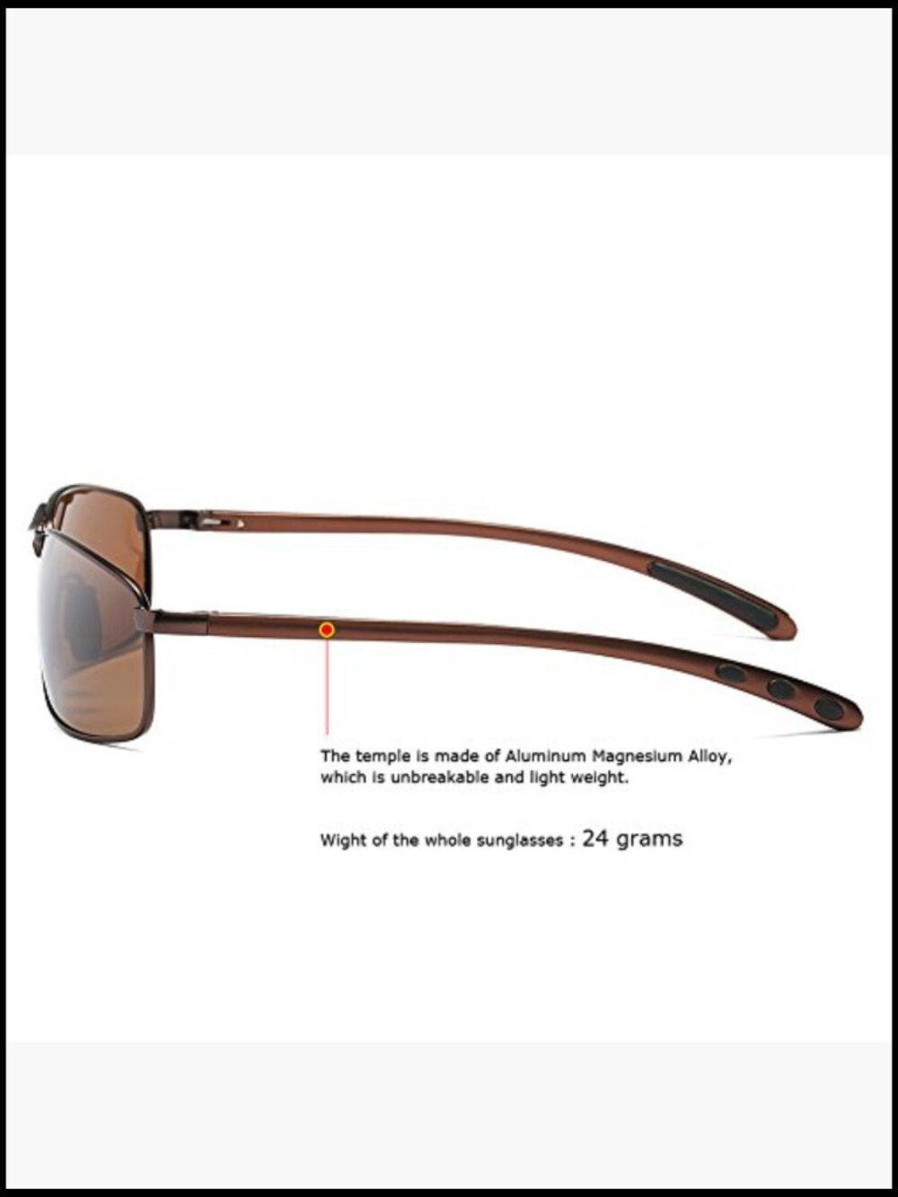 Rectangular Polarized Sunglasses with Spring Hinge UV400 Protection - Picture 3 of 7